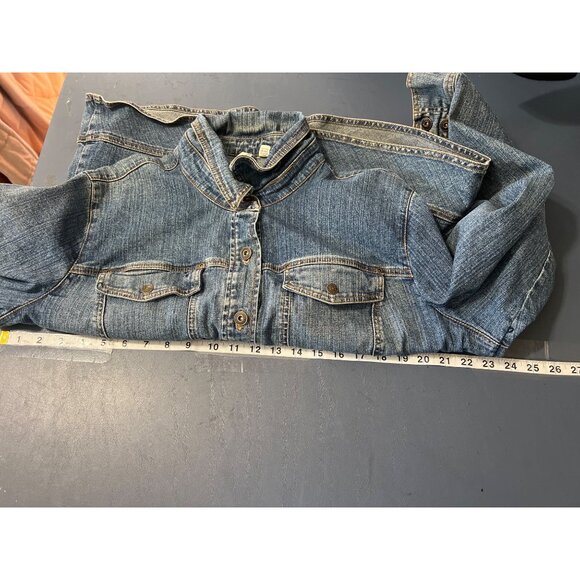 Bay Womens Denim Jacket 1X Stretch Blue Western Cowgirl Rodeo - Picture 3 of 9